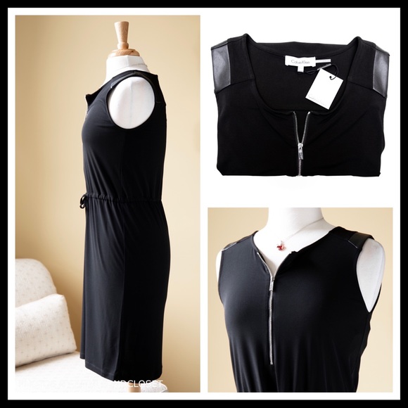 CK CALVIN KLEIN BLACK TANK SHEATH SHIFT DRESS A2C - Picture 4 of 8